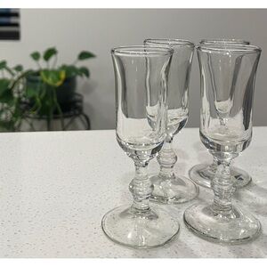Set of 4 Wafer Stem Liqueur Cordial Apertif Stemmed Glasses 4 1/8" tall 3/4 oz